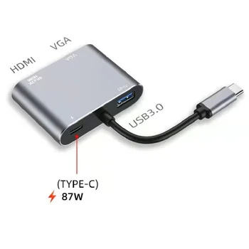 C-typ HDMI Kompatibilné HDMI / Vga Hub Adaptér Obrazovke USB3.0 Dokovacej Stanice, Vhodný pre Macbook Notebook Telefóny Adaptér HDMI