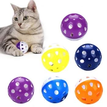 Cat Hračka Loptu s Bell Plastové Stožiare, Jingle Gule Mačiatko Chase Duté Koľajových Bell Ball Najrôznejších Farebných Pet Mačka Vlak Veľa Hračiek