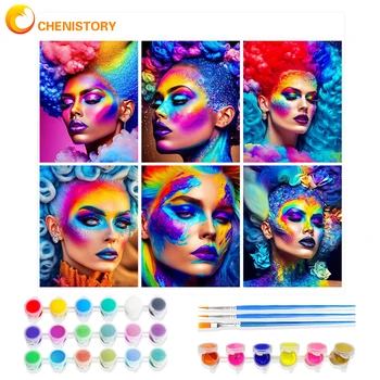 CHENISTORY Farba Číslo Farebné Ženy Scenérie Kresba Na Plátne Diy Obrázky Podľa Čísla Súpravy Akrylová Farba Domova