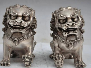 dekorácie bronz pôvodných predajní Tibete Striebro čína fengshui striebro Zlých duchov foo pes, lev zviera loptu mestský dom, socha
