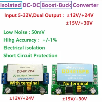 DIEN36PA DC-DC 5-32 na +-12V 15V 24V 30V 15W Izolované Duálne Napájanie Boost-Buck Converter radu na Auto Audio Reproduktor