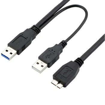 Dual USB 3.0 Typ A-Micro-B USB Y Tvar High Speed Kábel pre Externý Pevný Disk Synchronizáciu Údajov Nabíjania
