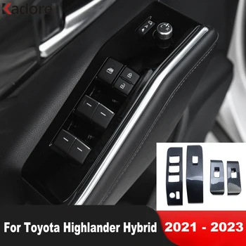 Dvere Auta Sa Okno Výťah Prepnúť Tlačidlo Panel Kryt Výbava Pre Toyota Highlander Hybrid 2021 2022 2023 Uhlíka Interiérové Doplnky