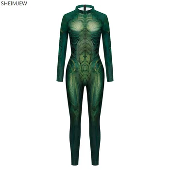 Dámskej Módy Sexy Jumpsuit Zelená Cudzinca Tlač Dovolenku Strany Hladký Kombinézu Úsek Bežné Nosenie Cosplay Kostým Jumpsuit