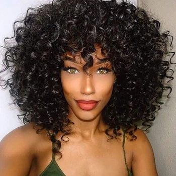 Dámy Kinky Afro Kučeravé Predné Čipky Parochne Prirodzené Farby Afro Bob Ľudské Vlasy, Prírodné Vlasové 4x4 Glueless Krátke Ľudské Vlasy, Parochne