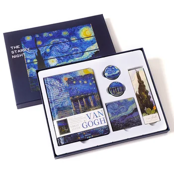 Európsky A Americký Štýl Olejomaľba Príručka Set Creative Van Gogh Monet Dal Študentom Dar Umenia Príručka Poznámkový Blok Darčekovej Krabičke