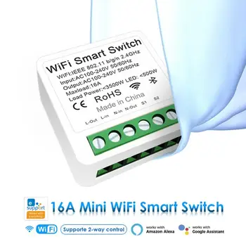 EWeLink Wifi 16A MINI Smart Switch DIY 2-pásmový Ovládanie Modulov APLIKÁCIE Bezdrôtové Diaľkové Ovládanie Časovač Pracuje S Alexa Domovská stránka Google