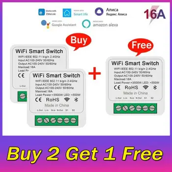 eWeLink Wifi 16A MINI Smart Switch Supporte 2-pásmový Ovládanie Časovač Prepínač Mart Domácej Automatizácie Kompatibilný So Alexa Domovská stránka Google