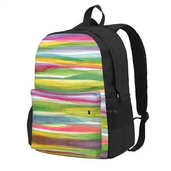 Farebné Tulipán Oblasti Cestovný Notebook Bagpack Školské Tašky Ručne Maľované Akvarel Abstraktné Farebné Vzor Pruhy Linky