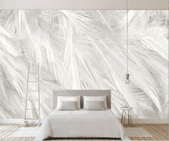 Foto Pierko Moderné tapety jednoduché akvarel čisto biele pierko Nordic spálne, TV joj, nástenné dekorácie, tapety