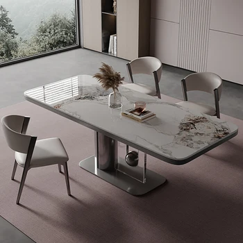 High-End Domov Obdĺžnikový Dizajn Luxusné Mramorové Jedálenský Stôl