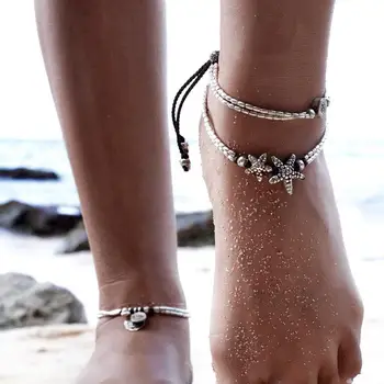 Hviezda Ryby Členok Vintage Náramok Korálkový Anklet Pre Ženy Enkelbandje Nohy Šperky České Barefoot Beach Boho Šperky