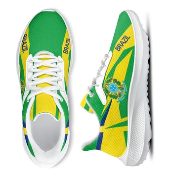 INSTANTARTS Nové Tenisky Brazília Vlajkou Dizajn Značky Lete Unisex Vychádzkové Topánky Topánky na Tenis Pohodlie Čipkou Biela Sole Topánky