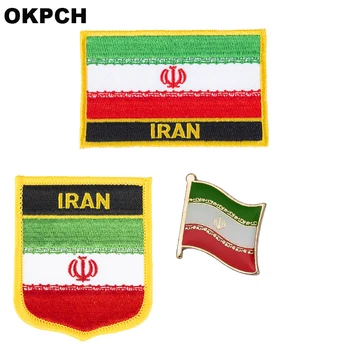 Irán Národnej Vlajky Vyšívané Žehlička na Škvrny na Oblečení Kovové odznaky PT0203-3