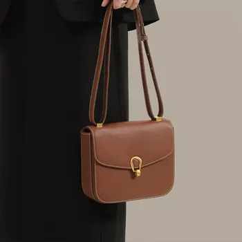 ITAMOOD Jednoduchosť Originálne Kožené dámske Malé Námestie Taška Retro Luxusné Satchel Bag Taška cez Rameno pre Denné Dochádzanie na Použitie