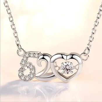 Jemné Veľkoobchod 925 Sterling Silver Crystal charms reťazca Clavicle Náhrdelník Srdce Láska Pre Ženy, Svadobné Šperky, luxusné Roztomilý 44 CM
