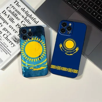 Kazachstan vlajka Telefón puzdro PRE IPhone 14 13 11 12 Pro 8 7 Plus X 13 Pro MAX XR XS MINI SE 2020 Čierne Kryty