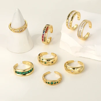 Klasické Jednoduché, Medi, Zlata Farba Kúzlo AAA Zirconia Prst Prstene pre Ženy, Svadobné Zapojenie Vyhlásenie Módne Šperky Darček
