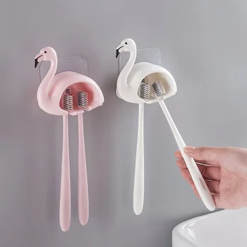 Kúpeľňa Organizovať Roztomilý Flamingo Vzor Kefka Držiak Na Zubnú Pastu Úložný Stojan Zubná Kefka Dávkovač Kúpeľňové Doplnky Nastaviť