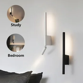 LED nočné osvetlenie rotujúce nastaviteľné nástenné svietidlo s vypínačom svetla na čítanie, minimalistický Nordic hotel, izba spálňa svetlo
