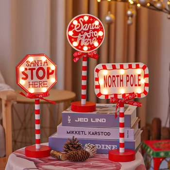 Led Osvetlené Vianočné Dekorácie Santa Tu Zastaviť Prihlásiť Svetlá Rady Pre Dovolenku Strany Dvore Vianoce Stola Vrchol Domova