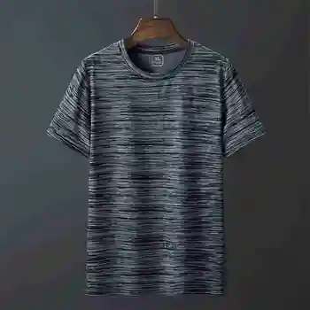letné mužov tričko krátky rukáv telocvični Priedušná voľné t-shirts Ice hodváb pružnosť plus veľkosť 8XL blue gray tees