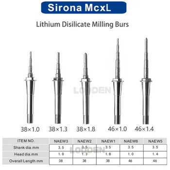 LODDEN Zubné Laboratórium Frézovanie Burs Brúsenie Lítium Disilicate Sklo CAD CAM pre Sirona MCXL Materiálov Produkty 1.0/1.3/1.4/1.8 mm