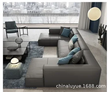 Luxusné kožené bean tvaroh obývacia izba gauč rovno riadok poschodí taliansky minimalistický námestie gauč kožené domov gauči nábytok gauč