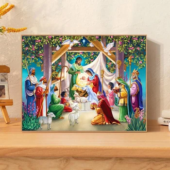 LZAIQIZG 5D Plné Námestie/Round-Diamond Maľba Narodenia Ježiša Portrét Náboženstvo Diamond Výšivky Panny Drahokamu Domova