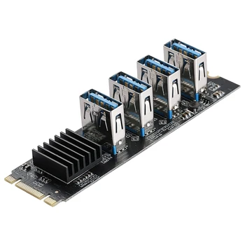 M. 2 NVME KĽÚČ-M, 4 Porty PCI-E 1X USB 3.0 Stúpačky Karty, M. 2 B-Key PCI-E Karty Adaptéra pre BTC Baník Ethereum Ťažba