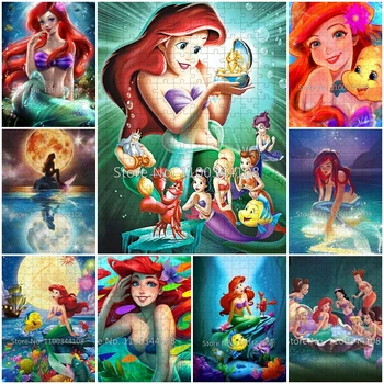 Malá Morská víla Jigsaw Puzzle Disney Princezná Ariel Drevené Papier Puzzle Detí Vzdelávacie Hračky pre Dievčatá, Ručné Remeslá