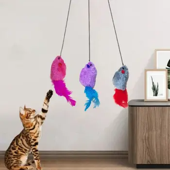 Mačka Hračky Visí Soundmaking Myši Elastické Pierko Cat Hračka S Názvom 