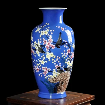 Moderné Jingdezhen Keramický Smalt Porcelánová Váza, Ručne maľované Straka Na Slivka Dizajn Váza Kvetinové Vázy Na Obývacia Izba