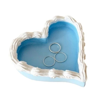 Modré Srdce v tvare Šperkov Zásobník Živice Remesiel Krúžok Úložný Box Domáce Dekorácie
