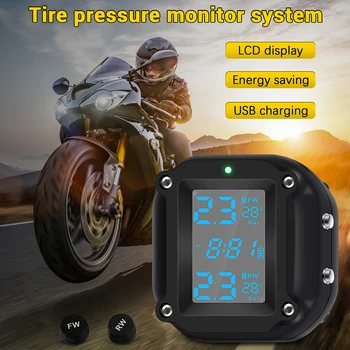 Motocykel Monitorovanie Tlaku v Pneumatikách Systém Moto TPMS Auto Bike Pneumatiky, Alarm LCD Monitor v Reálnom Čase pre dvojkolesové Motocykle