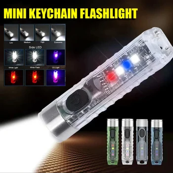 Multifunkčné Mini Keychain Baterka USB Nabíjateľné LED Núdzové Pochodeň S Magnetickým Vonkajšie Nepremokavé Kempingové Svietidlo