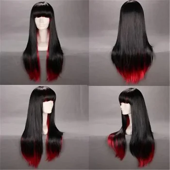 Móda Lady Čierna+Červená cosplay dámske dlhé rovné plný Tepelne Odolné vlasy parochňa