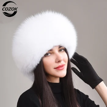Móde Nový Štýl Luxusné Zimné Ruský Prírodné Reálne Fox Kožušiny Klobúk 2023 Ženy Teplé Kvalitnej 100% Originálne Reálne Fox Kožušiny Spp