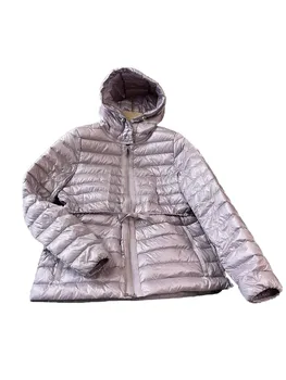 Nadol bunda krátky s kapucňou farbou v strede zúžený verzia s pásom dizajn teplé a pohodlné 2023 zimné nové 1025