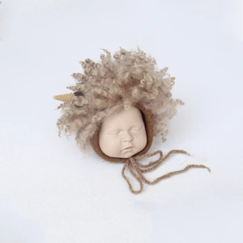 Novorodenca ručne tkaná vlna plstený klobúk s fotografiou rekvizity dieťa zvierat lev kapoty pre fotografiu strieľať rekvizity