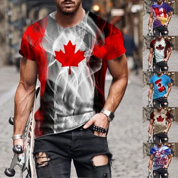 Nové Kanadskej Vlajky Creative Art 3d Tričká Pre Mužov Módne Bežné Ulici Mužov Vytlačené T-shirt Krátkym rukávom Voľné Nadrozmerné Top