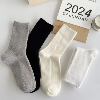 Nové Ponožky Jar/Leto Bielych Žien Stredná Dĺžka Ponožky Skladaný Ponožky Farbou Priedušná Japonský Univerzálne dámske Ponožky