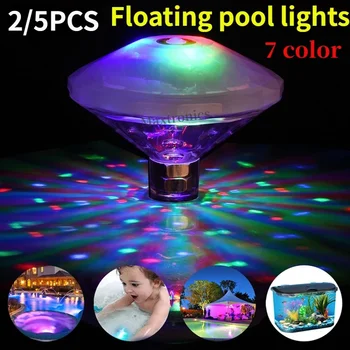 NOVÝ 2/5 ks LED Bazén Svetlá Vodotesný IP67 Plávajúce pod vodou Lampa pre 7 Farby Disco Efekt Kúpeľa Lampa Hot Tub Svetlá