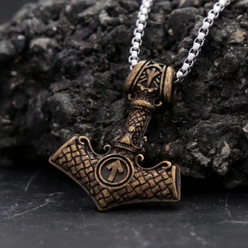 Nový Ročník Nehrdzavejúcej Ocele Viking Thor ' s Hammer Náhrdelník Prívesok Pre Mužov Jedinečným spôsobom Nordic Rune Náhrdelníky Amulet Šperky