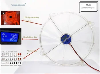 Nový Tichý Pengda Plán 20 CM Kruhové LED Svietiace 2020 Transparentné 5V 200 * 20 MM Chladenie Ventilátorom