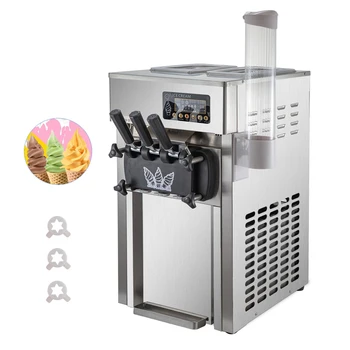 Obchodné Soft Ice Cream Stroj Troch Príchutiach Sladidlo Ice Cream Tvorcovia Ploche Sladké Kužeľ Automat 1200W