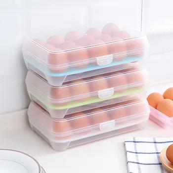 Odolné Kuchyňa Vajcia Úložný Box Pohodlný Priestor-Úsporné Vrstva Chladnička Potraviny 15 Vajec Vzduchotesné Skladovanie Kontajner Plastový Box