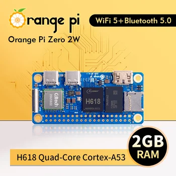 Orange Pi Nula 2 W 2GB RAM DDR4 Mini PC Allwinner H618 Orange Pi Nula 2W, WiFi, Bluetooth, BLE SBC Jednom palubný Počítač Zero2W