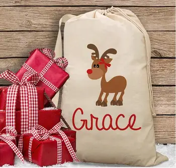 osobné meno Dievčatá Sobov deti skladovanie Plátno darček hračka tašky Vianočné Santa Vrecia narodeniny bavlna šnúrkou skladovanie taška