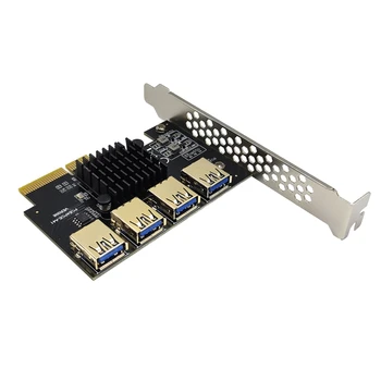 PCI-e slot karty PCI-express Adaptéra PCIE 4X do 4 USB3.0 Extender Stúpačky Karty 16X Slot Násobiteľ Karty na Počítači Ťažba